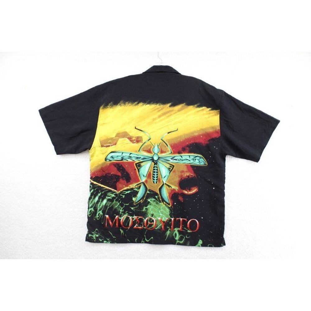 Wingo Mens XL Short Sleeve Shirt Large Mosquito Print on Back Polyester